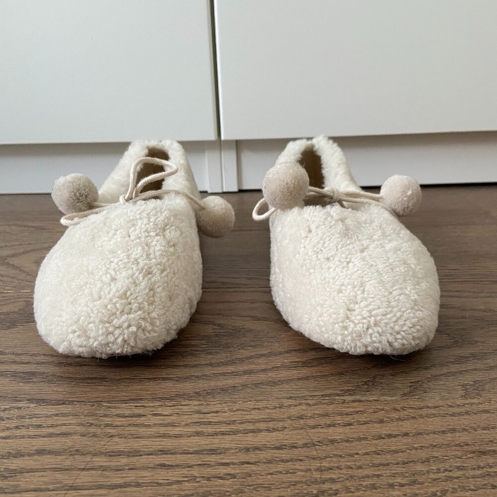 Sleeper Lulu Shearling Ballet Flats in Cream - Picture 4 of 7